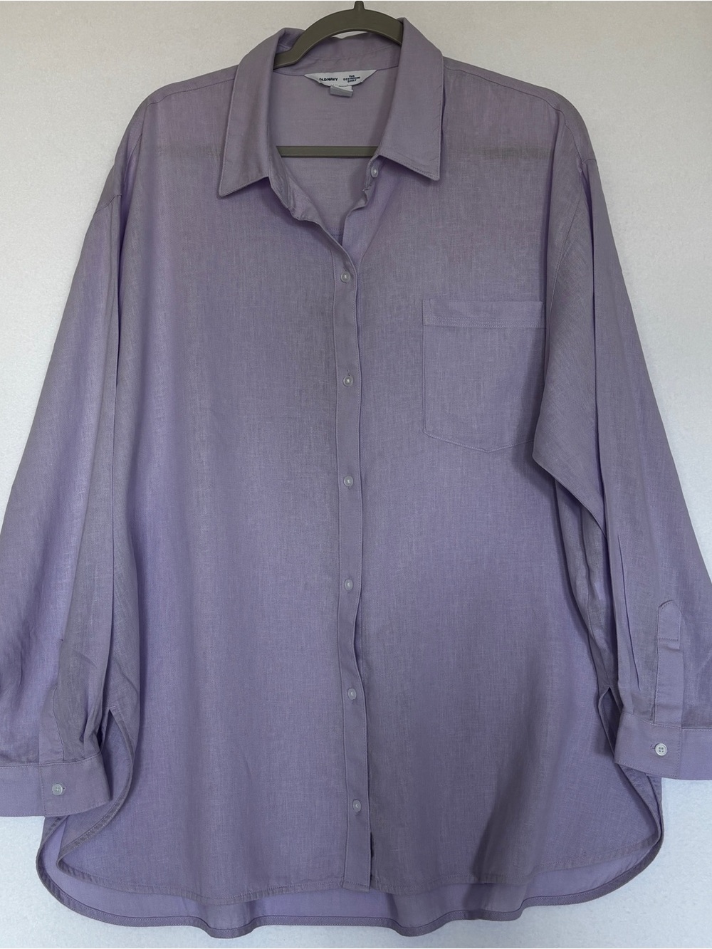 Old Navy XL Light Purple Button/Up Boyfriend Linen Oversized Shirt Long Sleeve